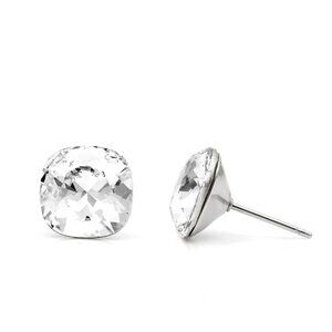 10mm Clear Swarovski Studs | Cushion Cut Crystal Earrings | Hypoallergenic Studs